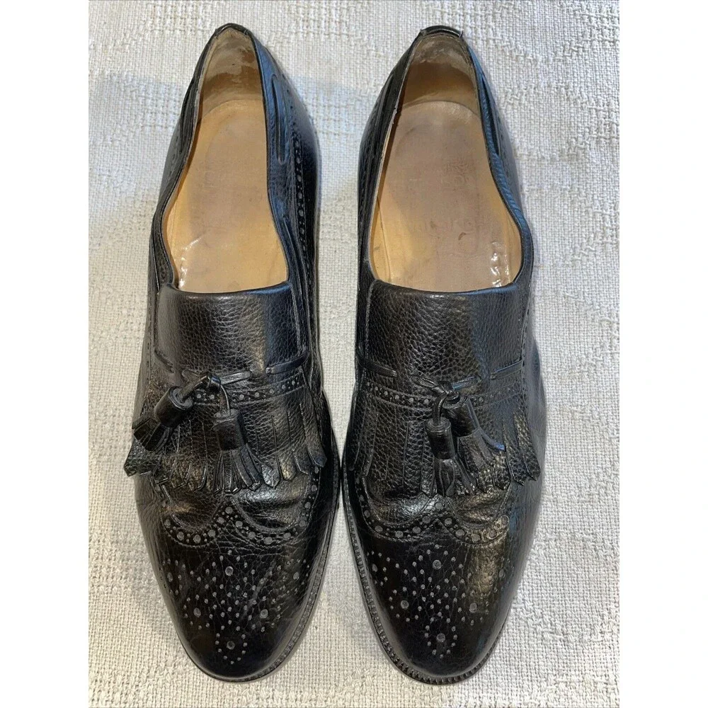 Grenson Men’s Brogue Loafers Size 11.5 D Black Leather Business Formal Regal